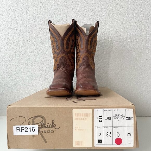 Rod Patrick Mens Cowboy Boots 8.5D Perro Loco Brown Leather Western Square Toe - Picture 11 of 12